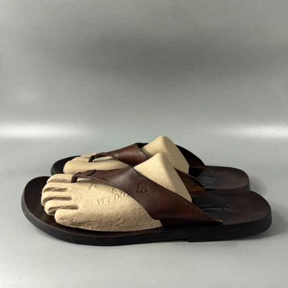 IL BISONTE Brown Leather Thong Sandals, Men Size 45 main image 4